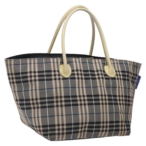 BURBERRY Nova Check Blue Label Hand Bag Canvas Navy Auth bs25668 - Picture 1 of 16